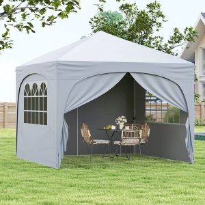10 X 10 Foot Pop-up Outdoor Canopy Tent with Detachable Sidewalls - Canopy Tent -White