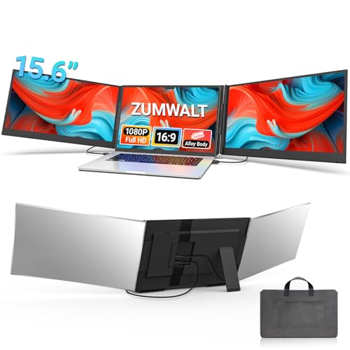 15.6" Laptop Screen Extender, 1080P FHD Triple Portable Monitor for Laptops, Ultra-Slim Travel Dual Monitor Fit for 13-17.3" Laptops, USB-C Plug&Play