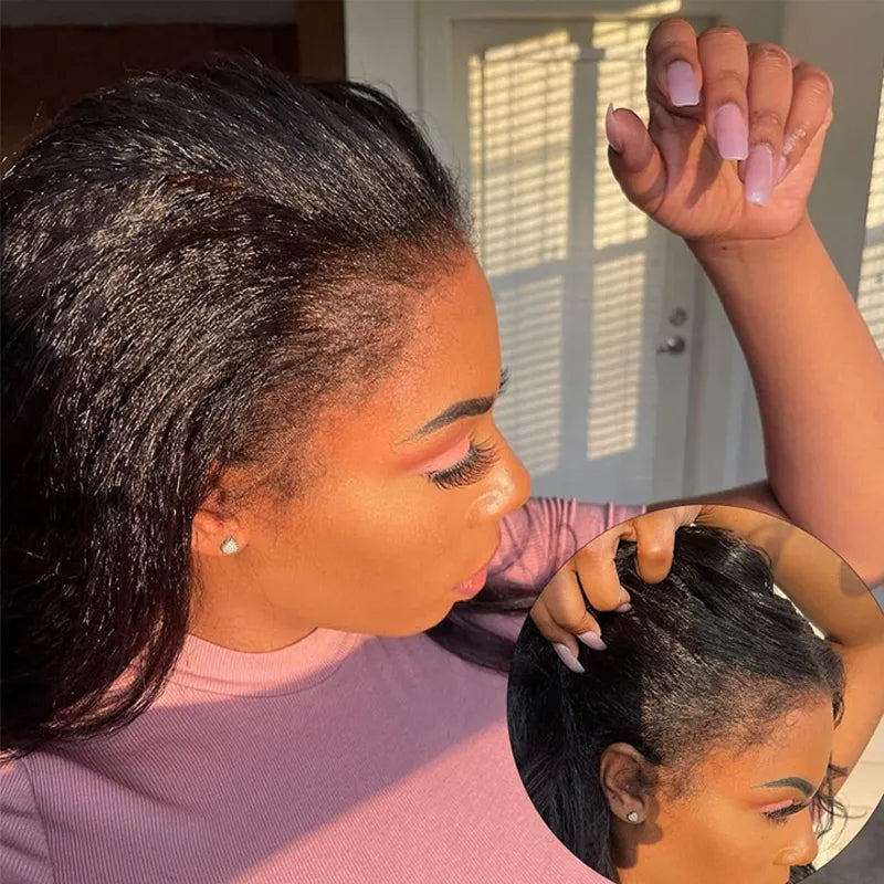 4C Hairline Wigs - 4x4 & 4x6 Lace Closure Kinky Straight with Realistic Hairline Human Hair Wig with Natural 4C Curly Baby Hair