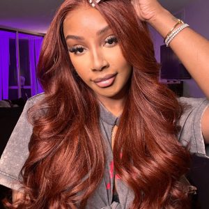 7x5 Bye Bye Knots Glueless Lace Reddish Brown Yaki Wig Pre-plucked Hairline