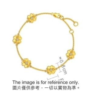999 Gold Diamond Four-Leaf Clover Bracelet