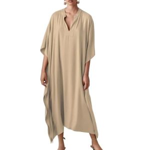Bsubseach Women Kaftan Dresses Caftan Loungewear Maxi Dress Swimsuit Cover Up Beachwear B-apricot