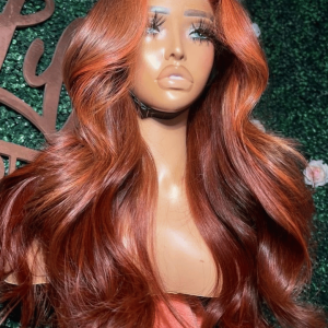 Bye-Bye Knots 7x5 Lace Loose Wave Red Orange Highlights Wig with Face Framing Layers