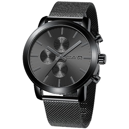 CRRJU Mens Stylish Casual Quartz Watches for Men Luxury Waterproof Calendar Chronograph Japan Movement Wristwatches M-GREY