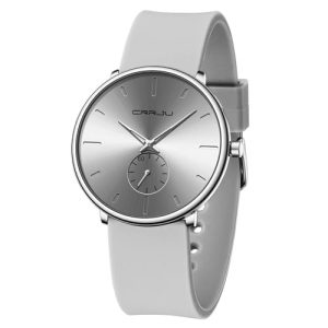 CRRJU Men’s Women Watch Casual Stylish Waterproof Quartz Unisex Wristwatches, Ultra Thin Watches for Men Women, Colorful Silicone Band grey