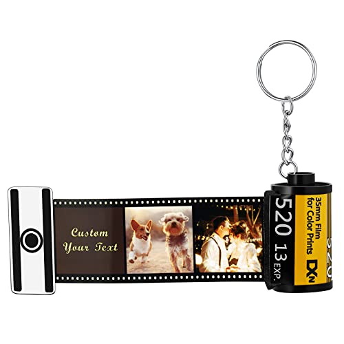 Custom4U Custom Photo Film Roll Keychain Personalized Camera Film Roll Keychain Reel Album with 5/10/15 Photos