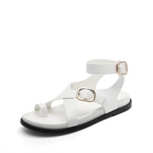 DREAM PAIRS Womens Strappy Sandals Flat Thong Comfortable Footbed PLatform Summer Fashion Vocation Shoes 8 White