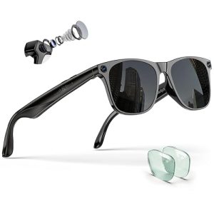 EarlySincere 4K Camera Glasses with ChatGPT AI, Polarized Lenses + Extra Photochromic, EIS Anti-Shake Video Recording, Open Ear HiFi Audio, Ideal for