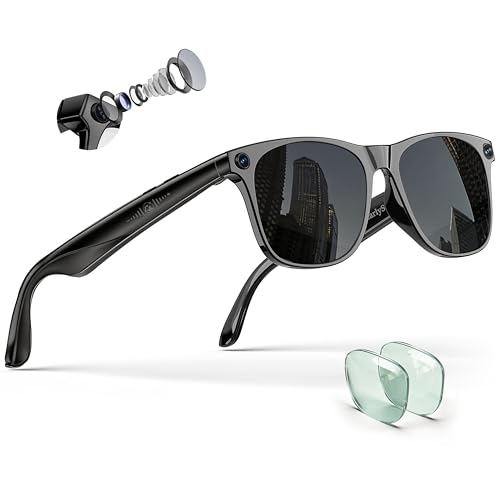 EarlySincere 4K Camera Glasses with ChatGPT AI, Polarized Lenses + Extra Photochromic, EIS Anti-Shake Video Recording, Open Ear HiFi Audio, Ideal for