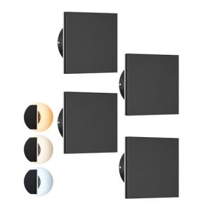 EDISHINE 4 Pack Small LED Outdoor Wall Lights, 3000K-5000K Dimmable Wall Sconce, Square Modern Exterior Lighting Fixtures, IP65 Waterproof Aluminum Ou