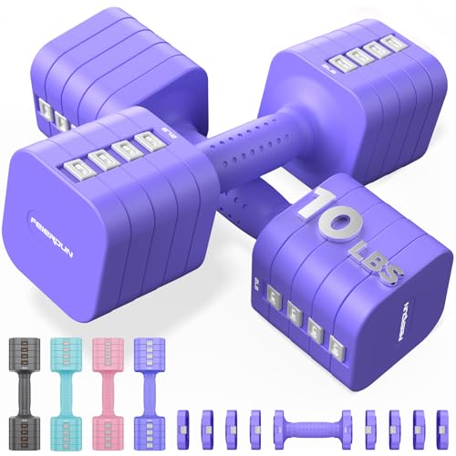 FEIERDUN 5-in-1 Adjustable Dumbbell Set of 2, 12LBS/20LBS Hand Weights for Women, Men, 1s-Adjust Dual-Stable Dumbbell Set for Women Home Gym & Outdoor