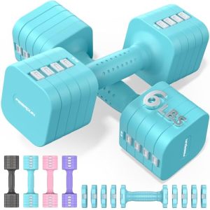 FEIERDUN 5-in-1 Adjustable Dumbbell Set of 2, 12LBS/20LBS Hand Weights for Women, Men, 1s-Adjust Dual-Stable Dumbbell Set for Women Home Gym & Outdoor