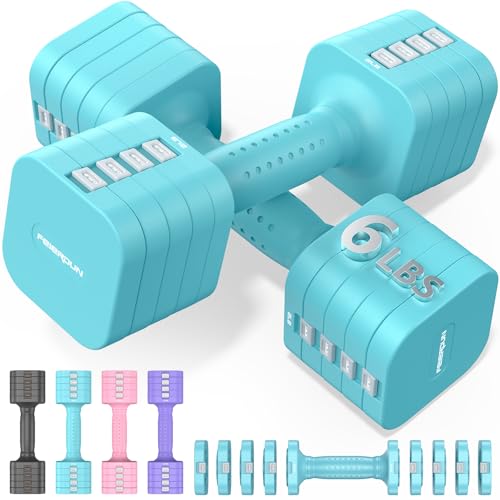 FEIERDUN 5-in-1 Adjustable Dumbbell Set of 2, 12LBS/20LBS Hand Weights for Women, Men, 1s-Adjust Dual-Stable Dumbbell Set for Women Home Gym & Outdoor