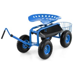 Garden Rolling Cart with Basket - Garden Cart-Blue