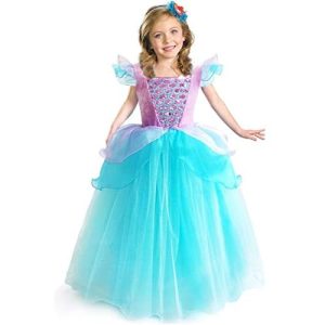Girls Cinderella Costumes Halloween Princess Dress Up Fancy Birthday Party Ball Gown Mermaid 8-9 Years
