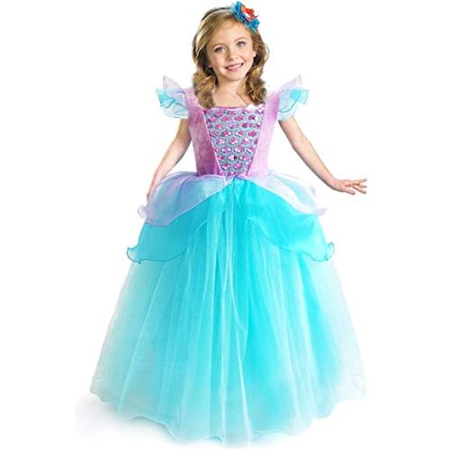 Girls Cinderella Costumes Halloween Princess Dress Up Fancy Birthday Party Ball Gown Mermaid 4-5 Years