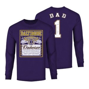 Men's Dadwiser Football Long Sleeve Shirt - Baltimore - Purple / S