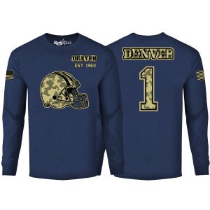 Men's Ultimate Camo Football Long Sleeve Shirt - Denver - Navy / XL