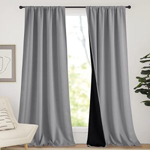 NICETOWN 108 inch 100% Blackout Curtains, Window Treatment Rod Pocket Curtains for Patio Sliding Door, Extra Long Thermal Insulated Curtains for Villa