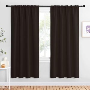 NICETOWN Blackout Curtains for Living Curtains, Thermal Insulated Noise Reducing Curtains & Drapes for Small Kitchen Window, Privacy Draperies (Toffee