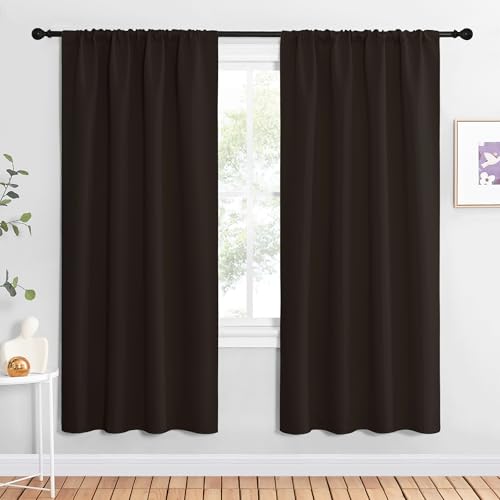 NICETOWN Blackout Curtains for Living Curtains, Thermal Insulated Noise Reducing Curtains & Drapes for Small Kitchen Window, Privacy Draperies (Toffee