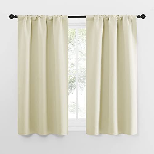NICETOWN Kitchen Curtains, Short Blackout Curtains & Drapes, Home Decoration Privacy Thermal Insulated Curtains for Unicorn Theam Room (Beige, 34" Wid