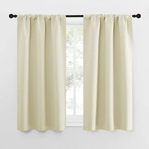NICETOWN Kitchen Curtains, Short Blackout Curtains & Drapes, Home Decoration Privacy Thermal Insulated Curtains for Unicorn Theam Room (Beige, 34" Wid