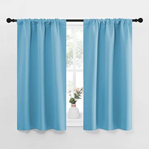 NICETOWN Kitchen Curtains, Short Blackout Curtains & Drapes, Home Decoration Privacy Thermal Insulated Curtains for Unicorn Theam Room (Teal Blue, 34"
