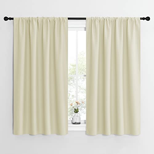 NICETOWN Kitchen Curtains, Short Blackout Curtains & Drapes, Home Decoration Privacy Thermal Insulated Curtains for Unicorn Theam Room (Beige, 42" Wid