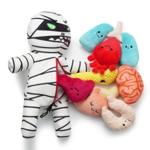 Nocciola 9-in-1 Zombie Plush Squeaky Dog Toys, Mummy Toys, Stimulating Puzzle Toy with 8 Organ-Shaped Plush Toys, Halloween gift, Stuffed Toys for Sma