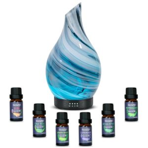 Oil Diffuser & Essential Oils Set - Aromatherapy Diffuser with 6 Essential Oils Set, Ultrasonic Cool Mist Oil Diffusers for Essential Oils, 4 Timer &