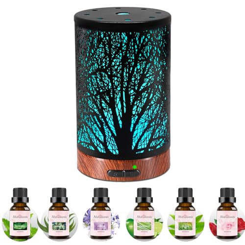 Oil Diffuser & Essential Oils Set - Oil Diffuser 150ml with 6 Essential Oils Set, Aromatherapy Cool Mist Oil Diffusers for Essential Oils, Auto Shut-O