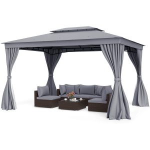 Outdoor Double Roof Gazebo Tent - Gray