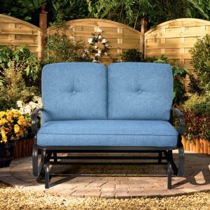 Outdoor Patio Cushioned Rocking Bench Loveseat - Outdoor Glider NY