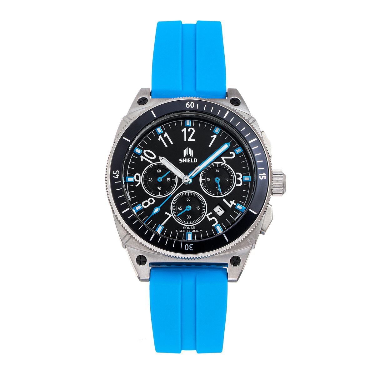 Shield™ Sonar Chronograph Strap Watches with Date - Light Blue
