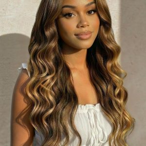 UNice Bye-Bye Slip™ 7x5 Lace Deep Brown with Caramel Higlights Loose Wave Drawstring Glueless Wig