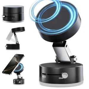 Vacuum Magnetic Phone Mount, Portable Foldable Car Phone Holder, Multifunctional Phone Stand for Home, Office, Phone Accessories, Folding, Magnetic Ph