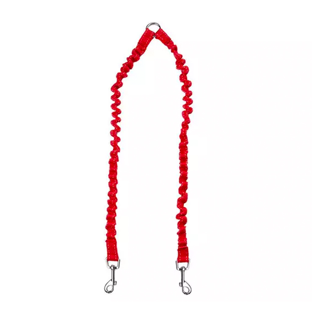 Waloo Pets Double Dog Bungee Dog Leash - Red