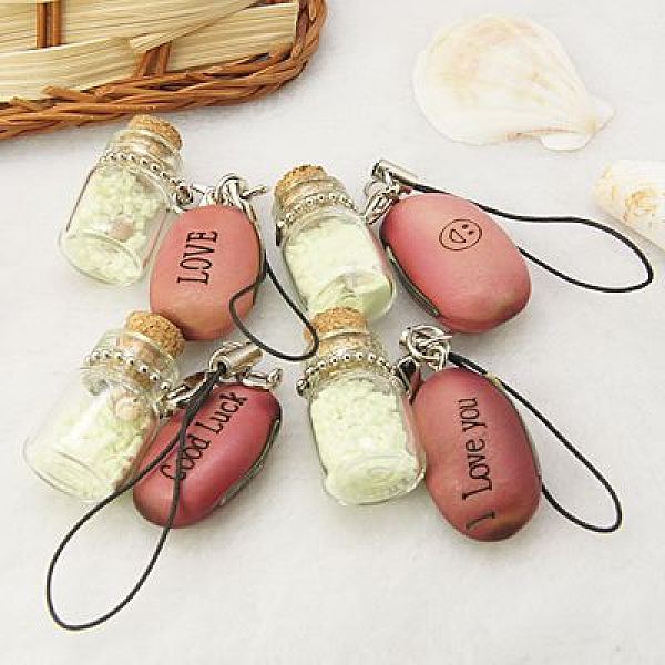 Light Coral Fashion Phone Strap with Shell and Brass