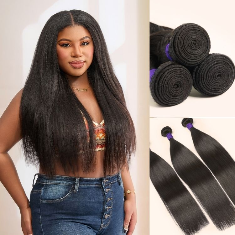 Luvme Too Easy Texture Yaki Straight Human Hair Bundles