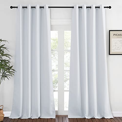 NICETOWN Greyish White Blackout Grommet Thermal Curtain