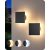 EDISHINE 2 Pack LED Wall Lights Outdoor Indoor, 3000K-5000K Dimmable Wall Sconce, 360° Backlit Square Modern Exterior Lighting Fixtures, IP65 Waterpr