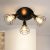 HiBay LED Track Lighting Fixtures, 3-Light Adjustable Directional Ceiling Light, Black Geometric Metal Cage Industrial Spotlight Indoor for Kitchen, D