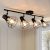 LTBLIGHT 4-Light Track Lighting Fixtures Ceiling, Adjustable Track Lighting Kit, Black Farmhouse Ceiling Light with E26 Base, Directional Spotlights f