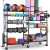 PLKOW Dumbbell Rack, Weight Rack for Dumbbells, Home Gym Storage for Dumbbells Kettlebells Yoga Mat and Balls, All in One Workout Storage with Wheels